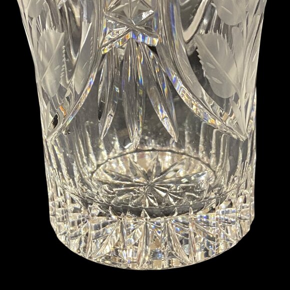 Antique American Brilliant Period Cut Glass Vase Etched Rose Stem ABS Small - Picture 3 of 14